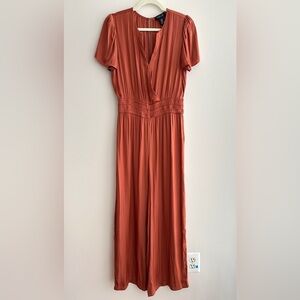 Rachel Zoe Women’s Satin Terracotta Orange Jumpsuit, Size Small